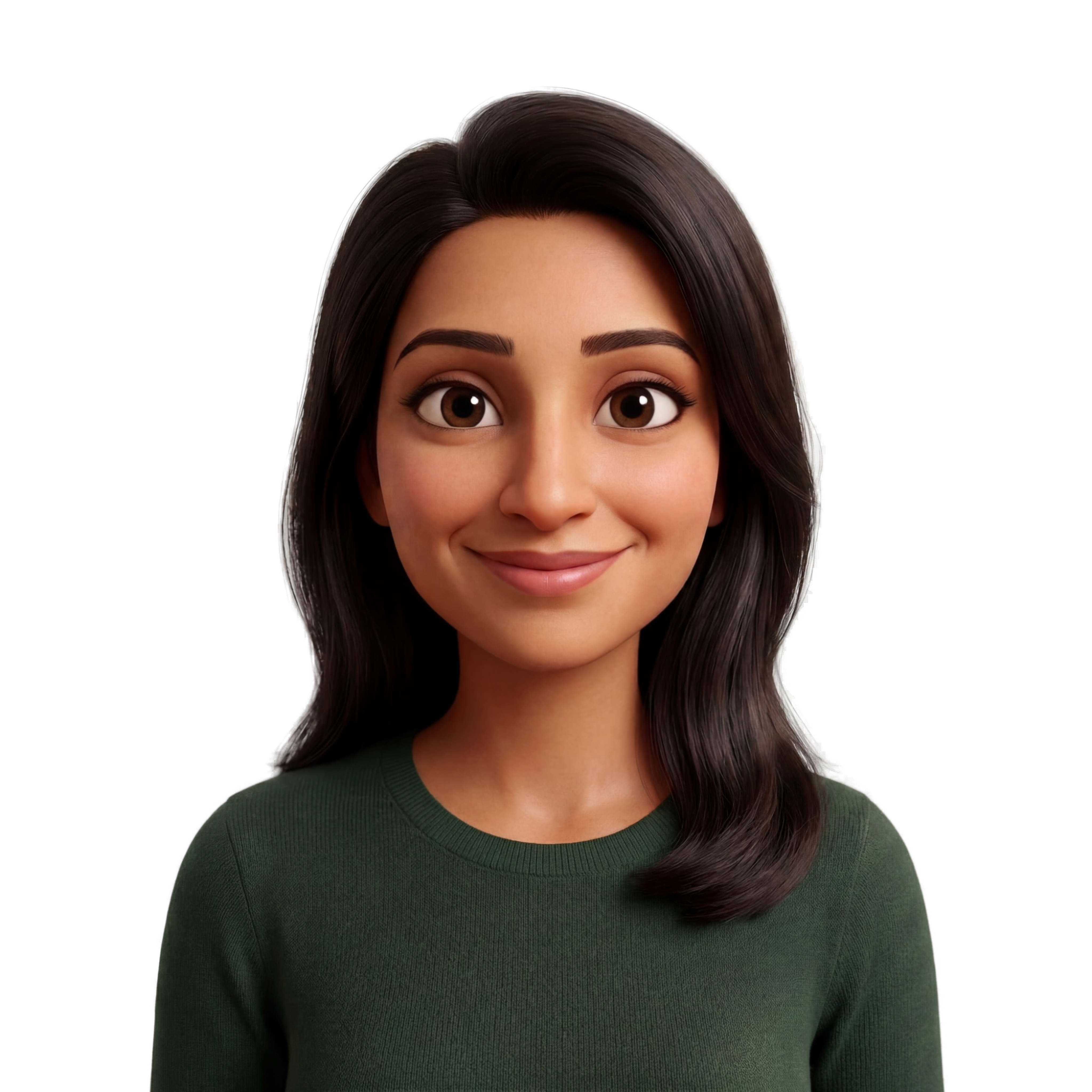 Jordan, the rescue mentor character, an illustrated woman with long dark hair in a green sweater